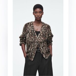 COS Animal Print Cardigan in Brown and Black